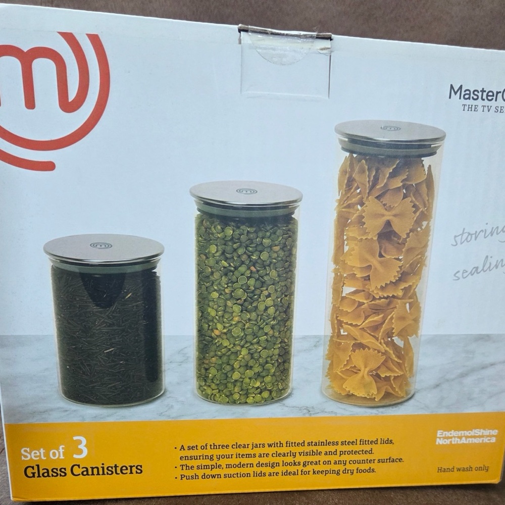 Glass Canisters Set of 3 - Silver Lids